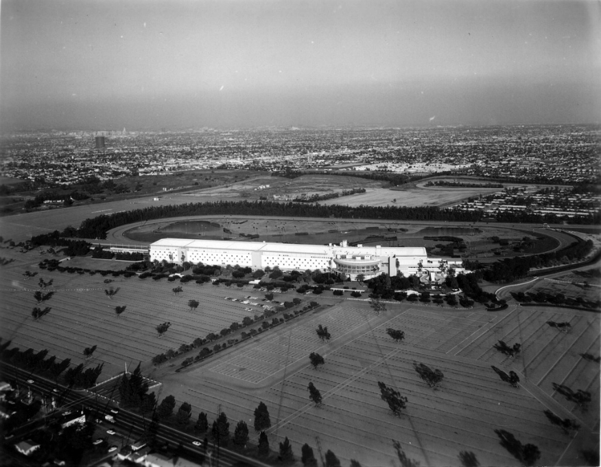 Aerial View of Hollywood Park Race Track May, 1977 - Inglewood Public Library Collection